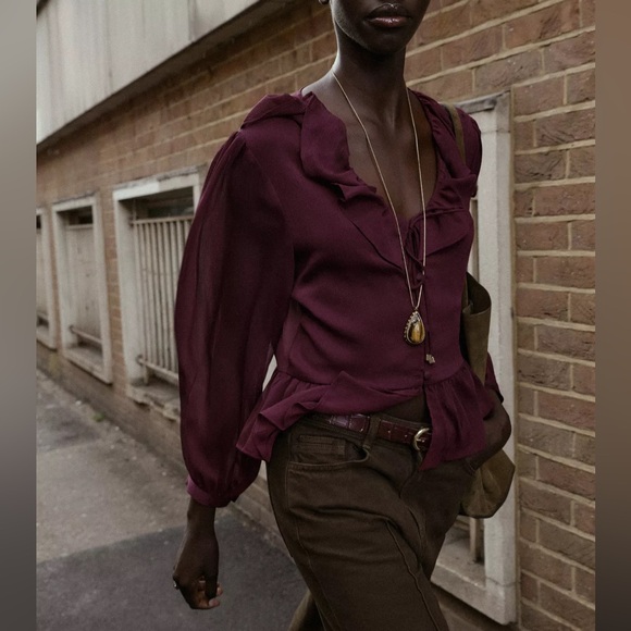 ZARA RUFFLED BLOUSE - Picture 3 of 10